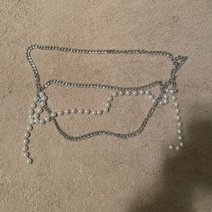 12th Tribe MIMI PEARL AND SILVER CHAIN BELT